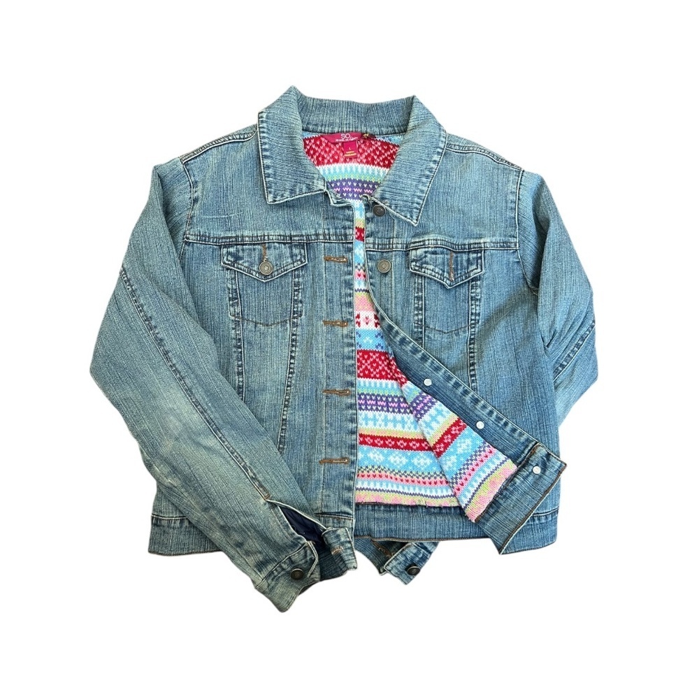 SO! Y2K Denim Jacket with Crochet Lining